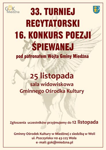 33. TURNIEJ RECYTATORSKI 16. KONKURS POEZJI ŚPIEWANEJ
