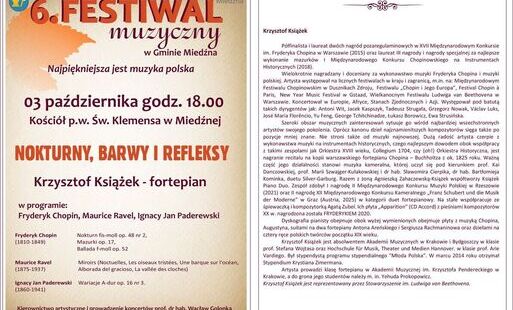Zdjęcie do NOKTURNY, BARWY I REFLEKSY 2. KONCERT W RAMACH 6. FESTIWALU MUZYCZNEGO W GMINIE MIEDŹNA 
